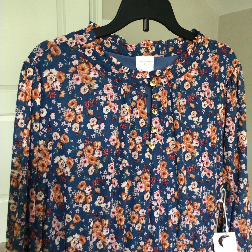 Luna Blue Mesh Floral Dress size L